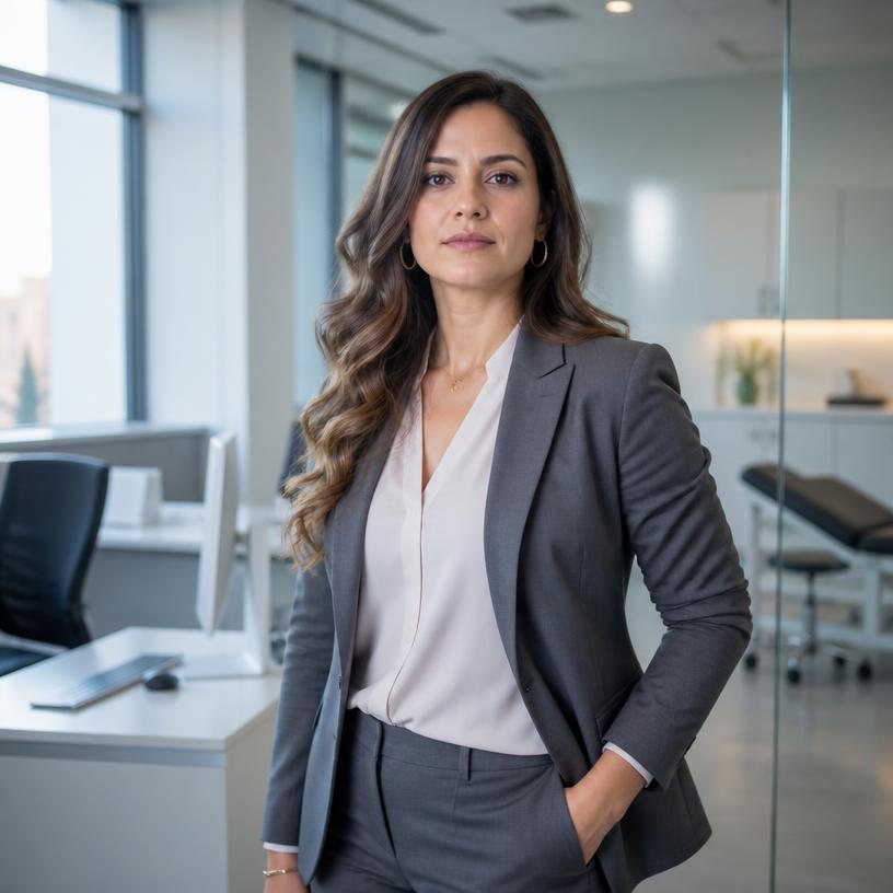 Retrato ilustrativo de Camila Urdaneta en una empresa de salud