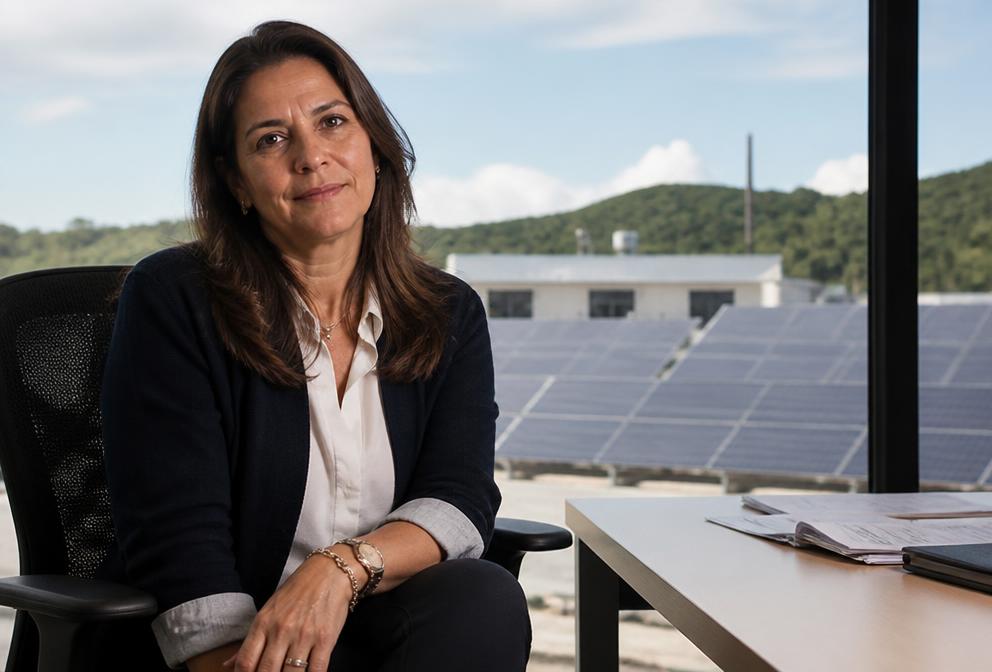 Retrato ilustrativo de Patricia Velasco en una empresa de energía